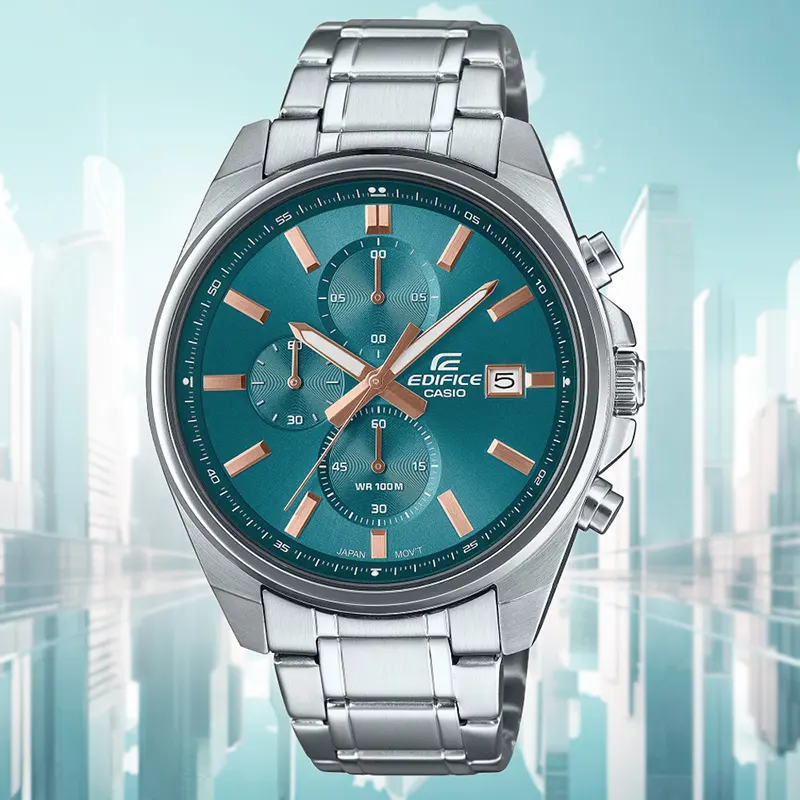 Casio Edifice Standard Chronograph Teal Blue Dial Men's Watch- EFV-610DE-2A